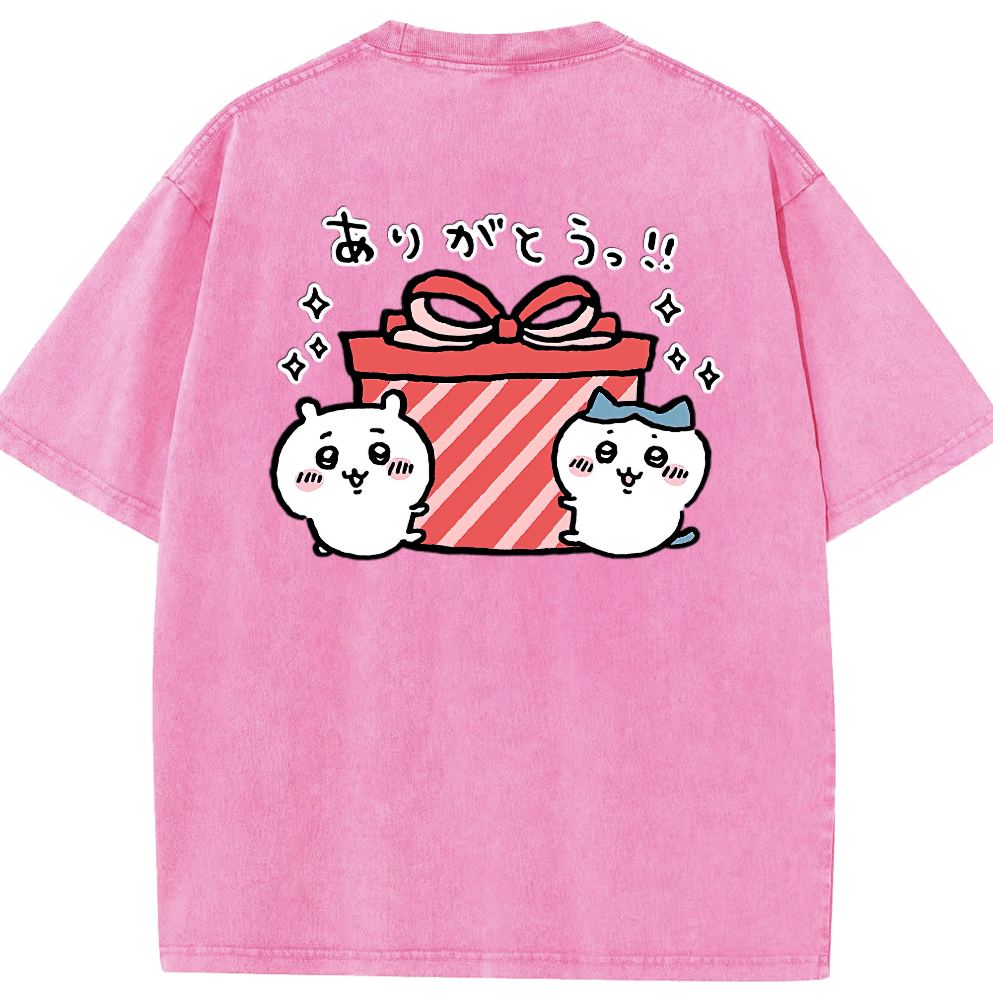 （画像用） ちいかわ ハチワレ Chii-kawa hachiware 綿100% ヴィンテージ風 半袖Tシャツ（背面プリント）